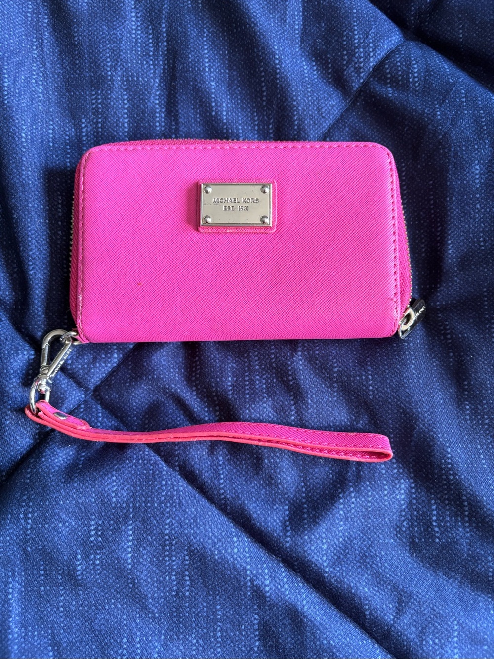 Michael Kors Bright Pink Saffiano Wristlet Card Holder